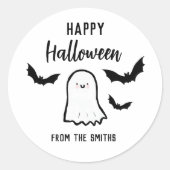 Happy Halloween Friendly Ghost ラウンドシール (正面)