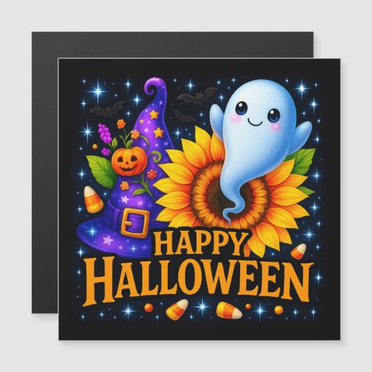 Happy Halloween Friendly Ghost Magnetic Card (正面/裏面)