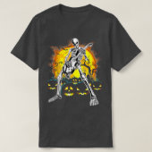 Happy Halloween Funny Skeleton Playing Guitar Pump Tシャツ (デザイン正面)