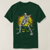 Happy Halloween Funny Skeleton Playing Guitar Pump Tシャツ (デザイン正面)