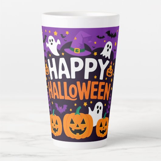 Happy halloween ghost カフェラテマグ (正面)