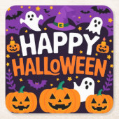 Happy halloween ghost スクエアペーパーコースター (正面)