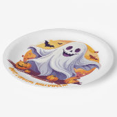 Happy Halloween Ghost ペーパープレート (アングル)