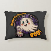 Happy Halloween Ghost – Cute Boo Lantern Spirit 👻 アクセントクッション (正面)