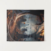 Happy Halloween Ghost In a Graveyard タペストリー (正面(横))