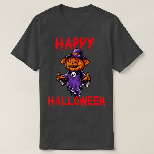 Happy Halloween Ghost Jack O Lantern Pumpkin Scary Tシャツ (デザイン正面)