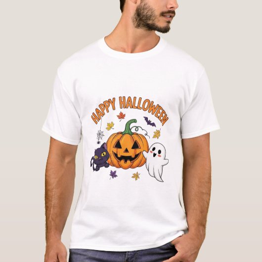 Happy Halloween Ghost Tシャツ (正面)