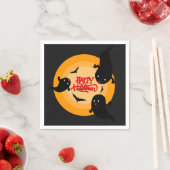 Happy Halloween Ghosts and Bats Paper Napkins スタンダードカクテルナプキン (インサイチュ)