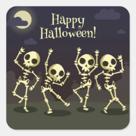Happy Halloween - Happy Skeletons スクエアシール