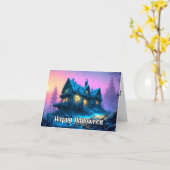 Happy Halloween Haunted House カード (黄色い花)