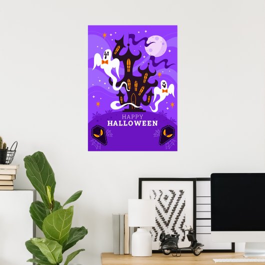 Happy Halloween Haunted House and Ghost ポスター (ホームオフィス)