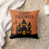 Happy Halloween Haunted House Fun Decoration クッション (ブランケット)
