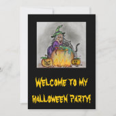 Happy Halloween Hexen-Katze 招待状 (正面)