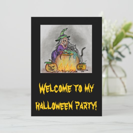 Happy Halloween Hexen-Katze 招待状 (スタンド正面)