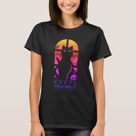 HAPPY HALLOWEEN HORROR CAT Tシャツ (正面)