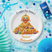 Happy Halloween Jack-O-Lantern On Pile Of Candy ペーパープレート (パーティー)