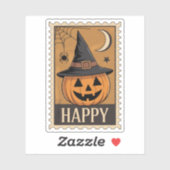 Happy Halloween" Jack-o'-Lantern Witch Hat Stamp シール (シート)