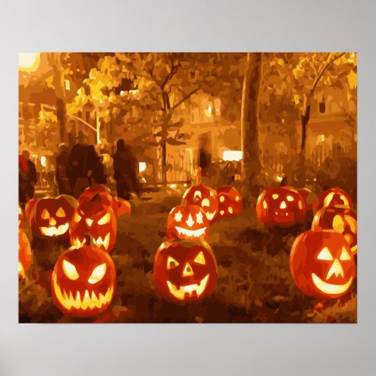 Happy Halloween Jack O Lanterns ポスター (正面)