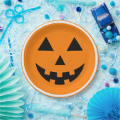 Happy Halloween Jack'o Lantern Pumpkin Face ペーパープレート (パーティー)