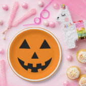 Happy Halloween Jack'o Lantern Pumpkin Face ペーパープレート (パーティー)