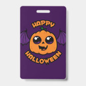Happy Halloween Kawaii Pumpkin Spooky Cuteness バッジ (裏面)