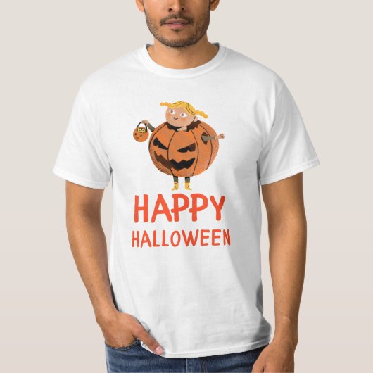 Happy Halloween Kid in Pumpkin Costume T-Shirt Tシャツ (正面)