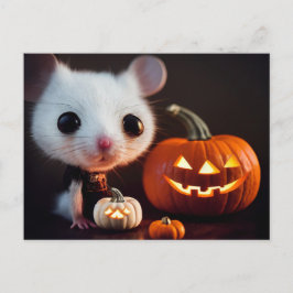 Happy Halloween. Kleine niedliche Maus mit Kürbis. ポストカード