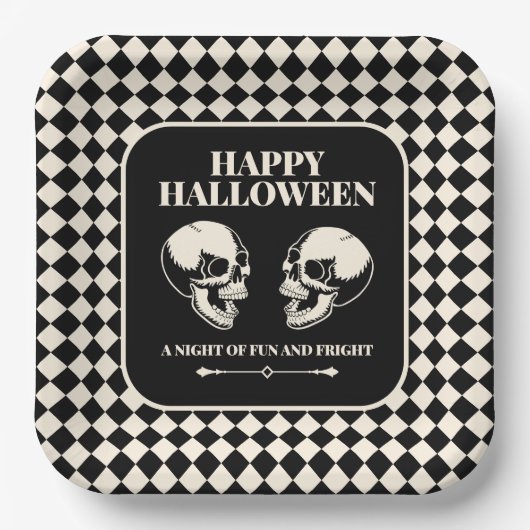 Happy Halloween Laughing Skulls Paper Plate ペーパープレート (正面)