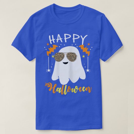 Happy Halloween Leopard Girls Kid Cute Boo Ghost W Tシャツ (デザイン正面)