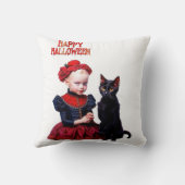 Happy Halloween Little Witch And Her Black Cat クッション (裏面)