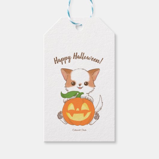 Happy Halloween! Mochi and Jack o'lantern Favor Ba ギフトタグ (正面)