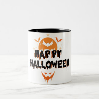 "Happy Halloween Mug – Classic Spooky Coffee Cup  ツートーンマグカップ