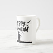 Happy Halloween:Mug with Mysterious Silhouette ボーンチャイナマグカップ (正面右)