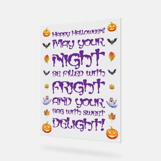 Happy Halloween Night Of Fright アクリルサイン (傾斜)