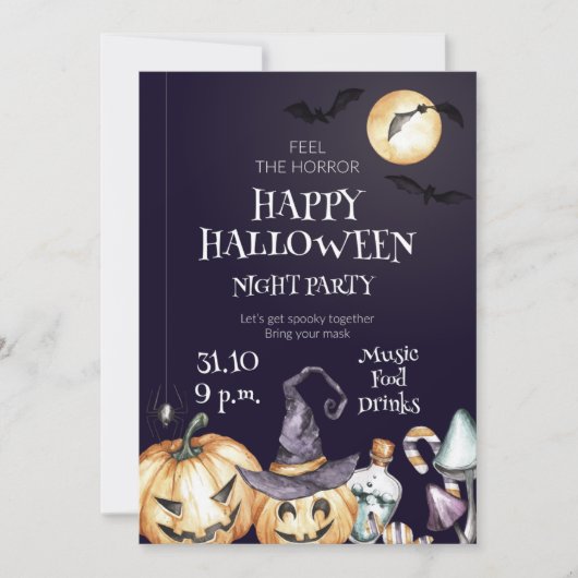 Happy Halloween Night Party Invitation 招待状 (正面)