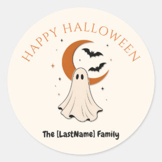 Happy Halloween / Noche de Brujas Minimalista ラウンドシール