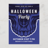 Happy Halloween |  Party Invitation Blue Skeleton ポストカード (正面)