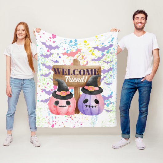 Happy halloween pumpkin フリースブランケット (インサイチュ)