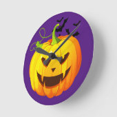 Happy Halloween Pumpkin Head ラウンド壁時計 (傾斜)