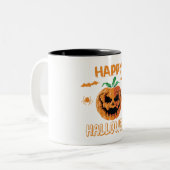"Happy Halloween Pumpkin Mug – Spooky Coffee Cup ツートーンマグカップ (正面左)