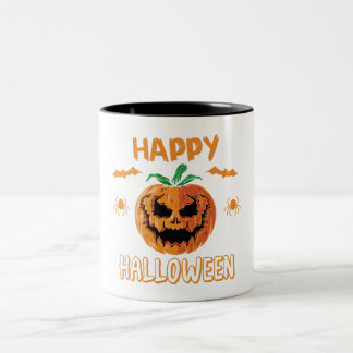 "Happy Halloween Pumpkin Mug – Spooky Coffee Cup  ツートーンマグカップ