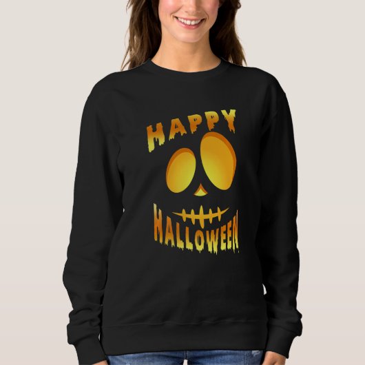 Happy Halloween Pumpkin Scary Face スウェットシャツ (正面)