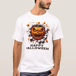 Happy Halloween Pumpkin Smashing Through Tシャツ