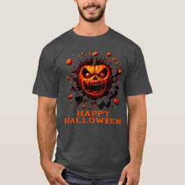 Happy Halloween Pumpkin Smashing Through T-Shirt Tシャツ