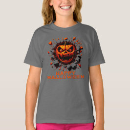 Happy Halloween Pumpkin Smashing Through T-Shirt Tシャツ