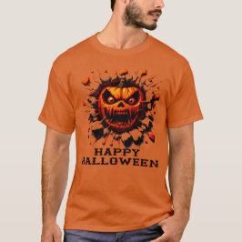 Happy Halloween Pumpkin Smashing Through T-Shirt Tシャツ