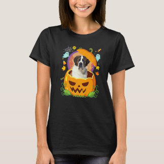 Happy Halloween Pumpkin St Bernard Dog Witch Cute  Tシャツ