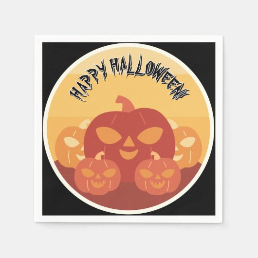 Happy Halloween! Pumpkins Paper Napkin スタンダードカクテルナプキン (正面)