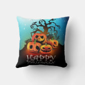 Happy Halloween! Pumpkins under a creepy tree! クッション (裏面)