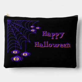 Happy Halloween Purple & Black Spider Design アクセサリーポーチ